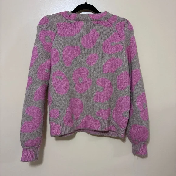 Lou & Grey Crewneck Leopard Print Knit Sweater Womens XS Pink Brown - Picture 7 of 8